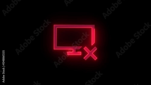 Disconnect display stroke icon glowing neon animation, Neon symbol icon animation photo