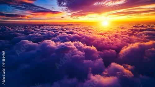 Breathtaking Sunset Above Fluffy Clouds