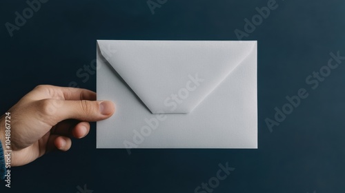 Hand Sealing an Envelope on Dark Background photo