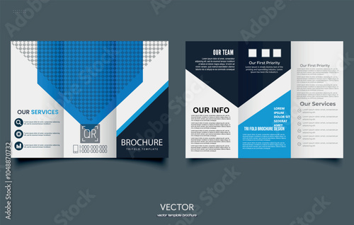 Blue Trifold Corporate brochure design. Ready flyer Template.