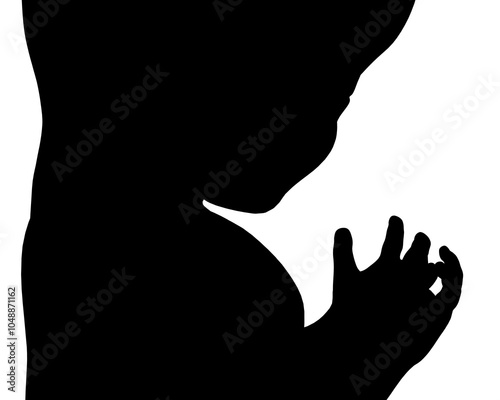 Fetus graphic icon silhouette. Embryo human silhouette sign isolated on white background. Vector illustration