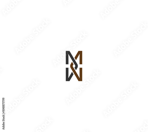 Letter MW or WM Knot Twisted monogram with white background. 