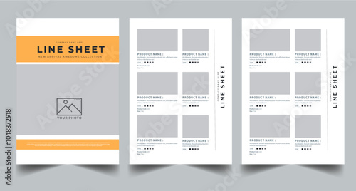  Line Sheet, Product Catalog Design Layout Template With 3 page design concept
