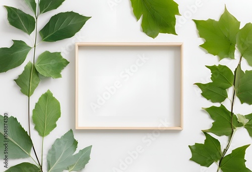 Leaf background photo frame
