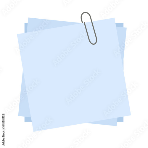 Note Paper vector on white background. Post it and paper clip.