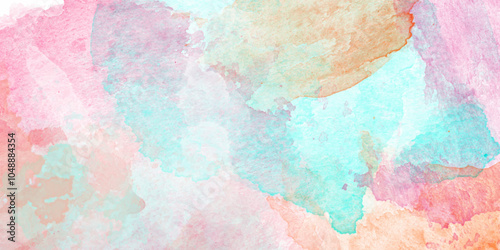 Abstract colorful hand painted background. pastel abstract watercolor background. bright ink grunge splash textures on white paper background. can be used for  trendy business card or flyer template.