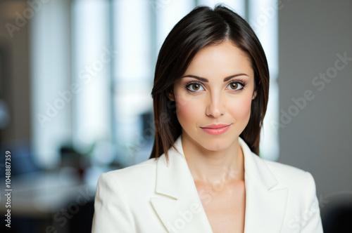 Confident businesswoman smiling in office building