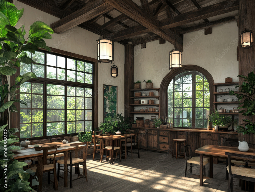 Fototapeta premium Cozy Tea House Gathering Space