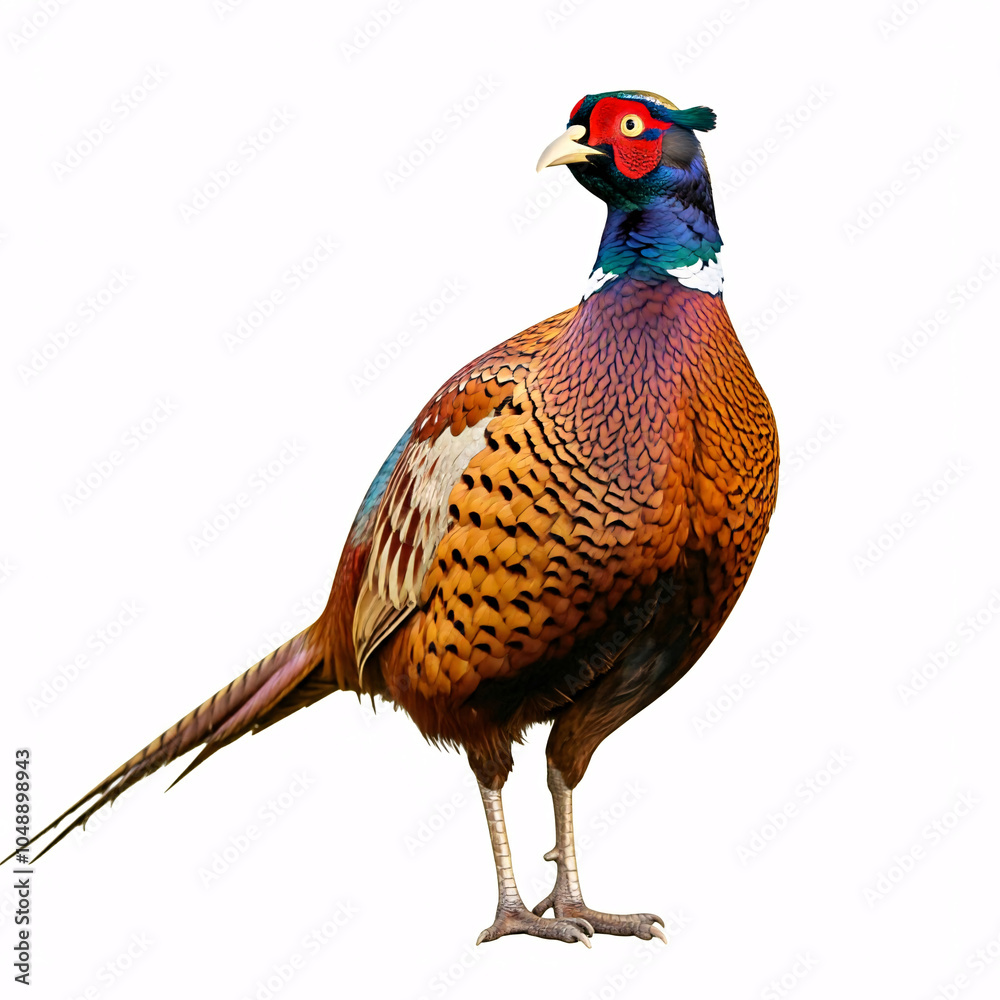 Fototapeta premium colorful male pheasant bird isolated on white background