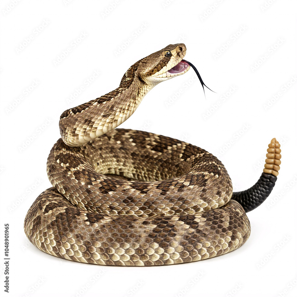 Obraz premium rattlesnake coiled on white background