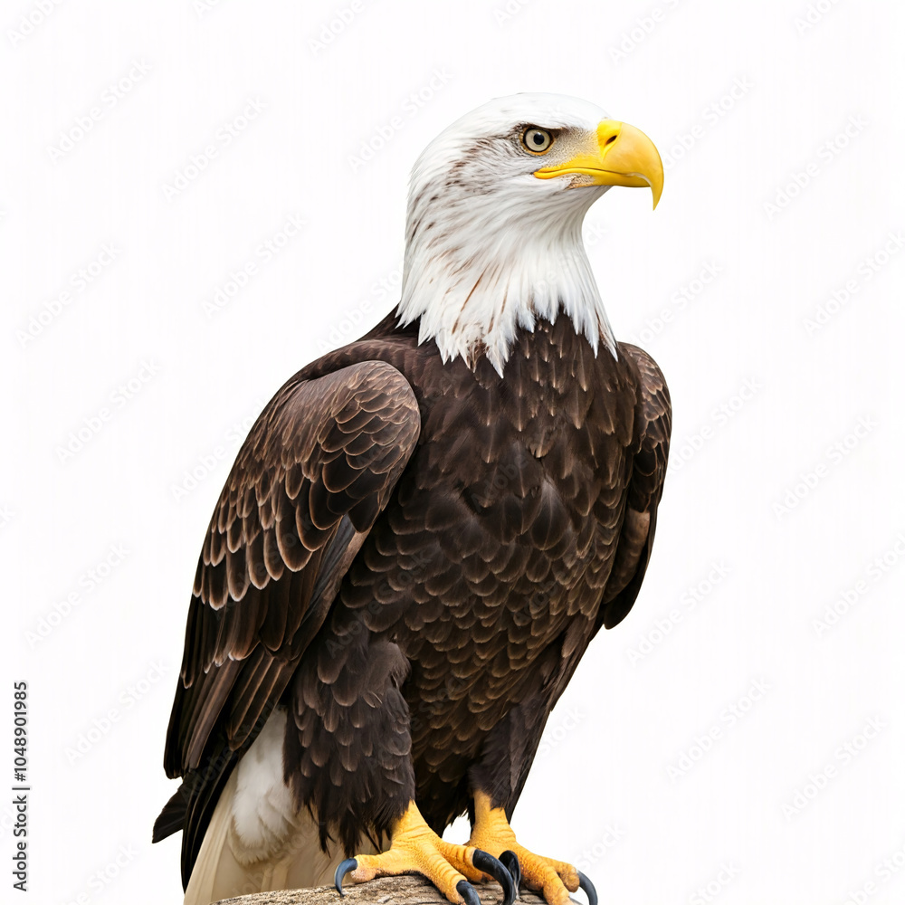 majestic bald eagle perched on branch looking right majestic bald eagle perched on branch looking right