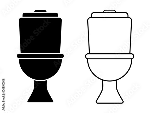 Toilet editable stroke outline icon isolated on white background flat vector illustration.