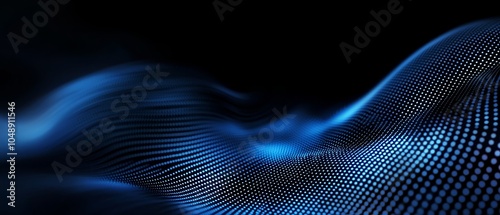 A blurred crest of blue light waves against a black backdrop, with a soft blur of additional light at its zenith ..Or,.