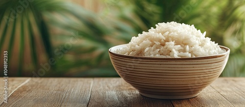 Bowl of boiled rice placed ...