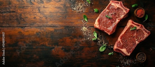 Fresh raw meat Beef steaks ...
