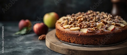 Apple and nut cake topped w...