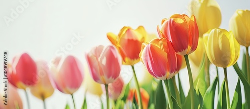 Pink and yellow tulips agai...