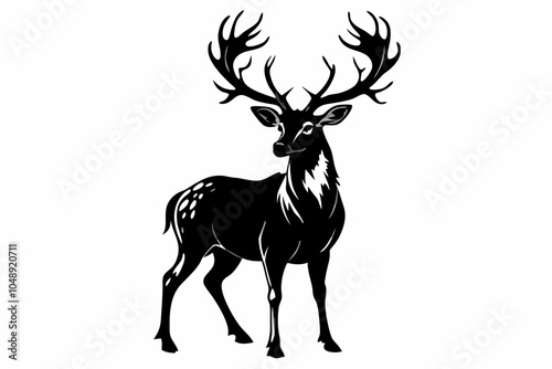 Elegant Deer Silhouette with Antlers