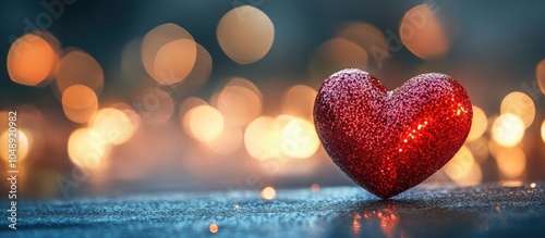 Valentine s heart against a bokeh background in focus. with copy space image. Place for adding text or design photo