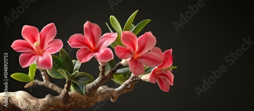 Bunga kamboja Jepang atau bunga adenium. with copy space image. Place for adding text or design photo