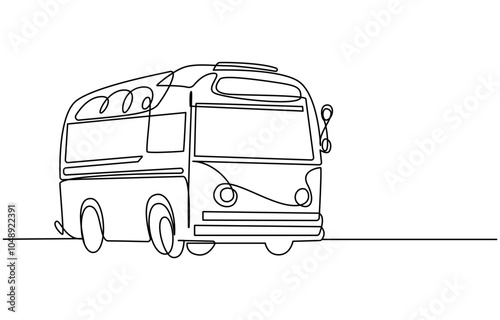 continuous one line drawing of a beautiful school bus. educational theme abstract line art illustration, bus one continuous line drawing, Continuous one line drawing of tourist bus. Simple travel bus