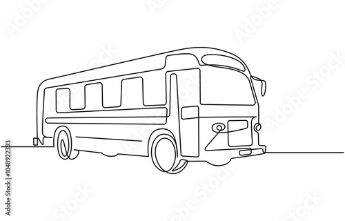 continuous one line drawing of a beautiful school bus. educational theme abstract line art illustration, bus one continuous line drawing, Continuous one line drawing of tourist bus. Simple travel bus