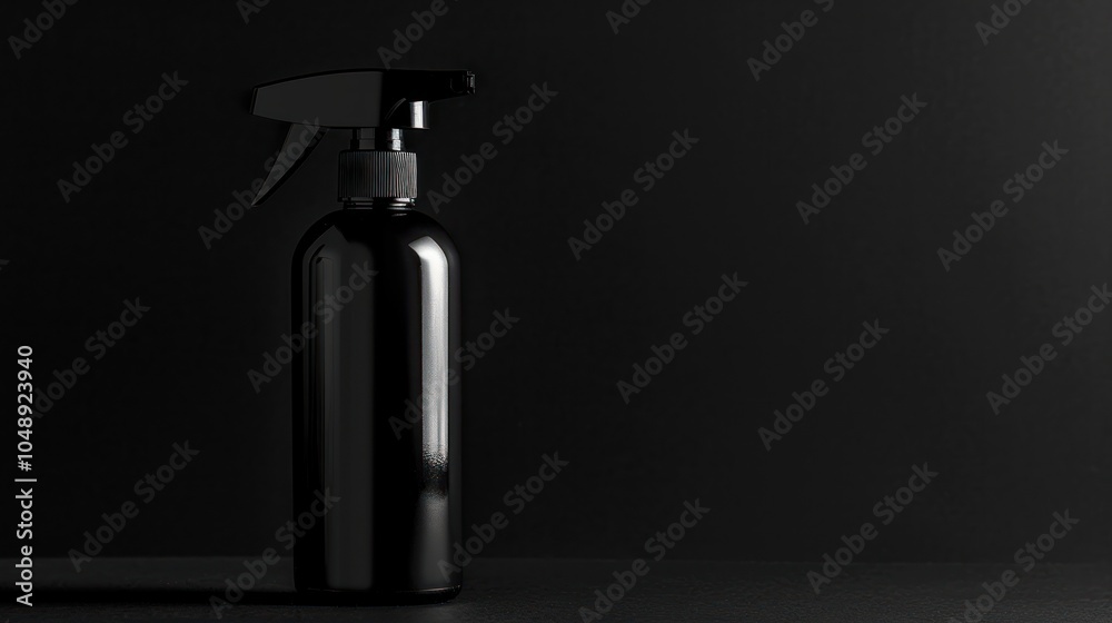 Black Spray Bottle on a Black Surface Black Spray Bottle on a Black Surface