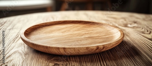 Empty wooden plate on a woo...