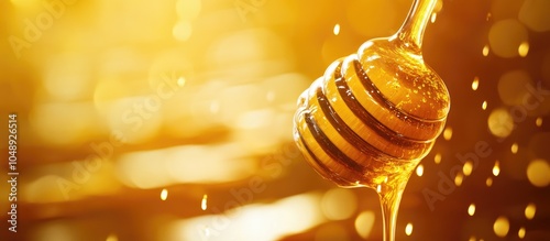Pouring honey from a dipper...