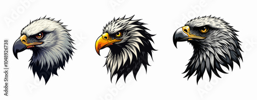 flat eagle head mascot logo design esport style with white isolated background. Aggressive American eagle logo. tech eagle logo