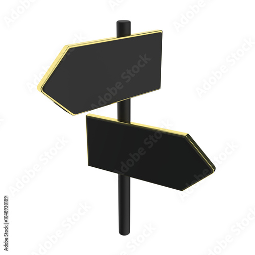 Finger Post. 3D wayfinding sign, black multi directional fingerposts isolated realistic illustration
 photo