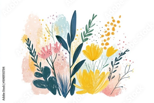 Warm, uplifting get well soon card featuring bright and gentle colors, light calligraphy, and a supportive message with simple illustrations of nature, cheerful and empathetic