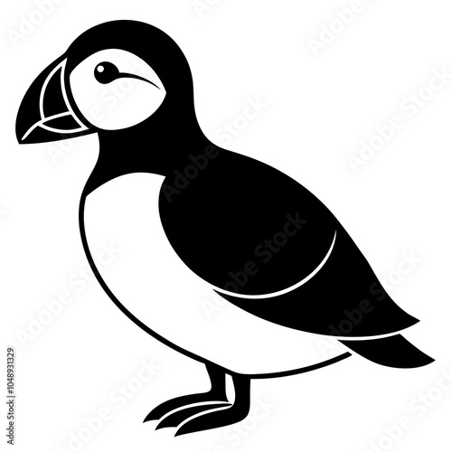 atlantic puffin on white