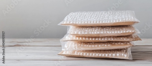 Stack of bubble wrap padded...
