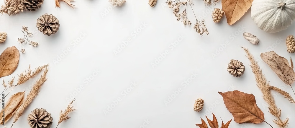 Autumn arrangement Photo frame dried flowers and leaves on a white background Autumn fall idea Flat lay top view copy space Autumn arrangement Photo frame dried flowers and leaves on a white background Autumn fall idea Flat lay top view copy space
