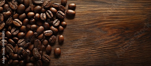 Coffee beans on a wooden ba...
