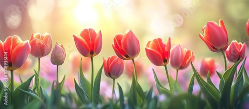 Tulip flowers in spring on ...