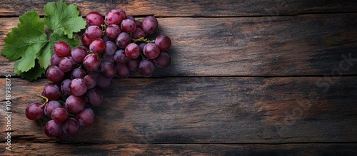 Bunch of grapes on a rustic...