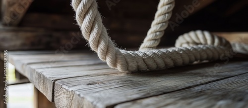 Close up of a white rope in...