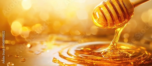 Pouring honey from a dipper...