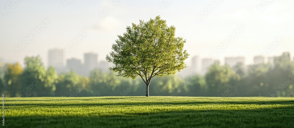 Fototapeta premium tree in the city park. with copy space image. Place for adding text or design