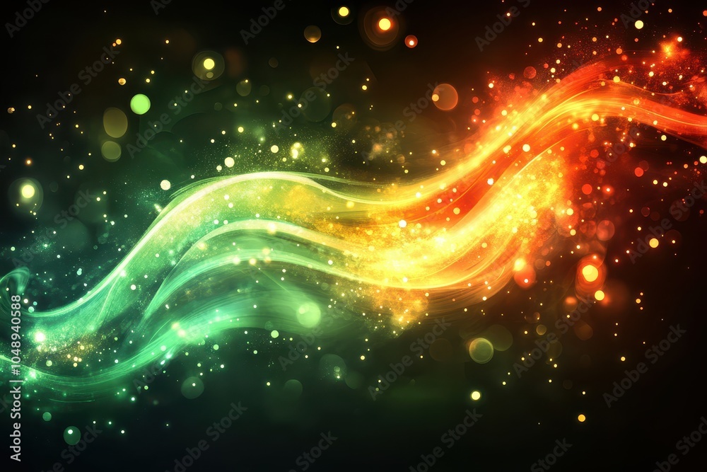 Fototapeta premium Colorful swirling lights create a dynamic visual display against a dark background