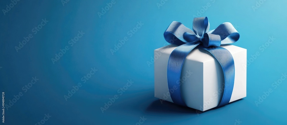 A New Year gift box adorned with a blue ribbon There is empty space available for design. with copy space image. Place for adding text or design A New Year gift box adorned with a blue ribbon There is empty space available for design. with copy space image. Place for adding text or design