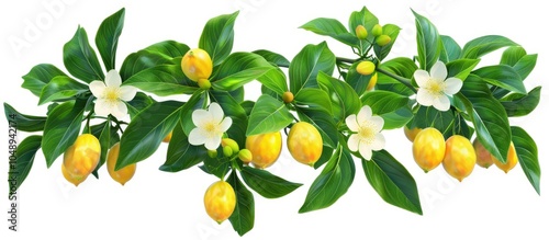 Lemon tree blooms and folia...