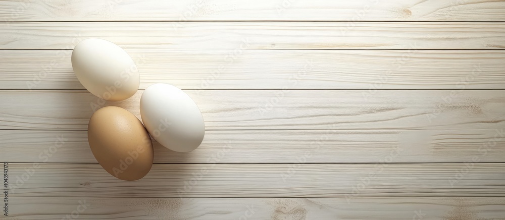 two Easter eggs on a light wooden background with copyspace two Easter eggs on a light wooden background with copyspace