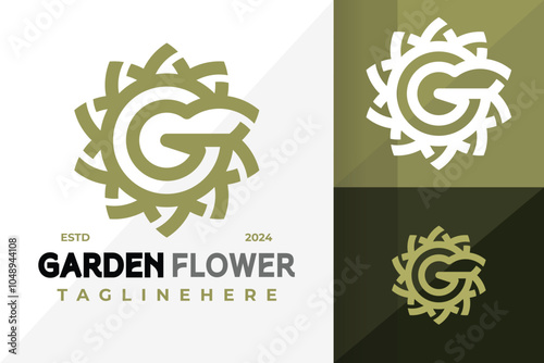 Letter G Garden Flower Logo Icon Vector Design. Creative simple logos designs illustration