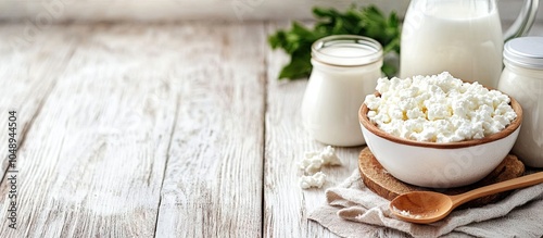 Various dairy items on a ru...