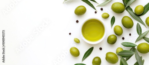 Frame of green olive fruit ...