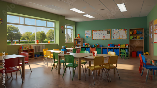 View Of Kindergarten Classroom Background