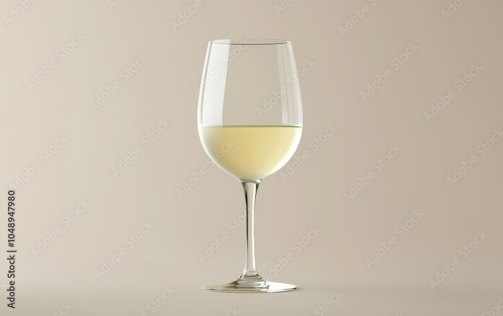 Detailed 3D model of a glass of wine, showing light reflections, liquid level, and glass texture for a sophisticated look Detailed 3D model of a glass of wine, showing light reflections, liquid level, and glass texture for a sophisticated look